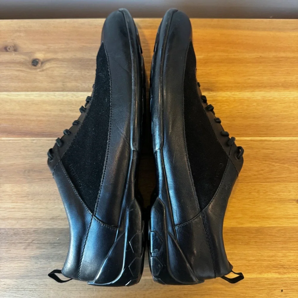 Calvin Klein‎ Caulken Men 13 M Black Leather Suede Fashion Sneakers Shoes Casual